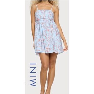 Meet me in Santorini Dreams Short Dress Abstract Asymmetrical Sundress Bow Large